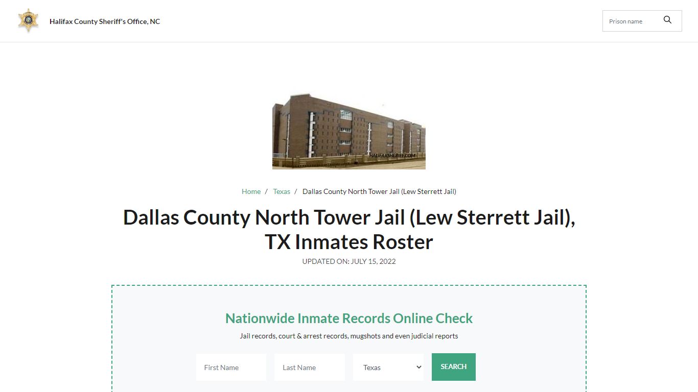 Dallas County North Tower Jail (Lew Sterrett Jail), TX ...